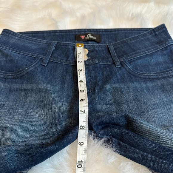 Guess Jean Shorts Denim Bermuda Preppy Classic Stretch Dark Academia Size 28 - Picture 5 of 8